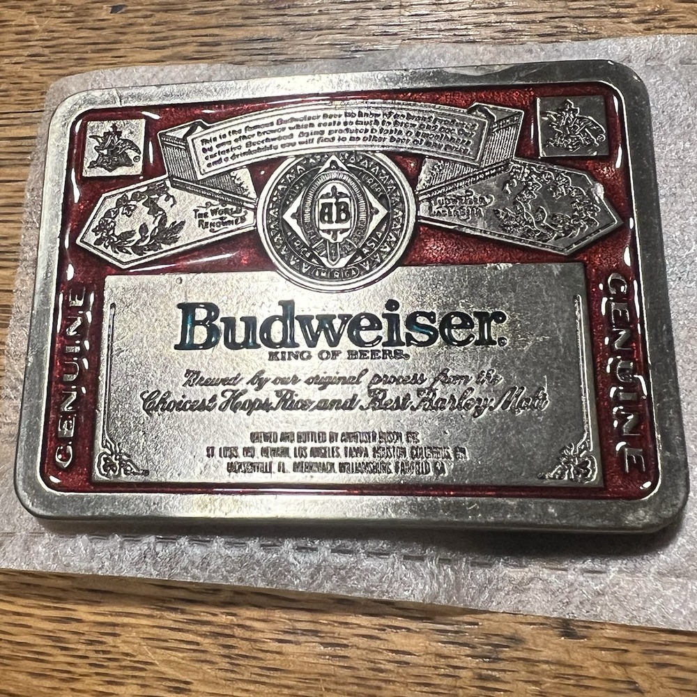 Vintage Budweiser 2241 King of Beers Anheuser Busch Belt Buckle Made In USA 70s